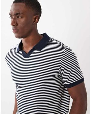 Threadbare Polo Y Blanco A Rayas De Manga Corta - Azul