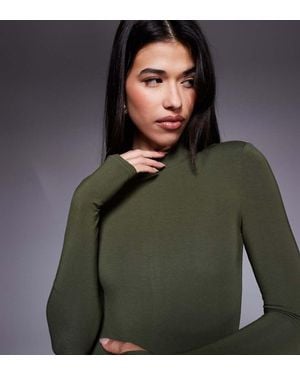 Wanderdoll Exclusive Nara Sculpting Second Skin High Neck Long Sleeve Body Co-Ord - Green