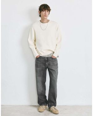 Pull&Bear Jeans Baggy Antracite - Bianco