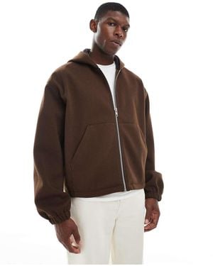 ASOS Giacca Oversize Effetto Lana Marrone Con Cappuccio