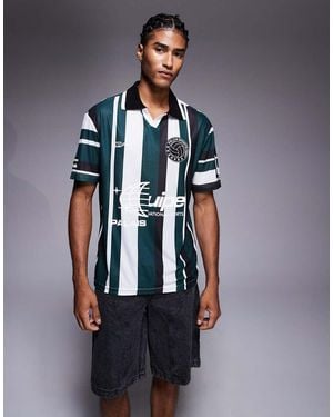 River Island Spliced Stripe Football Polo - Blue