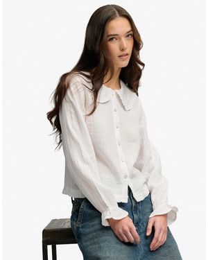 Superdry Oberteil mit kragen und langen ärmeln - Weiß