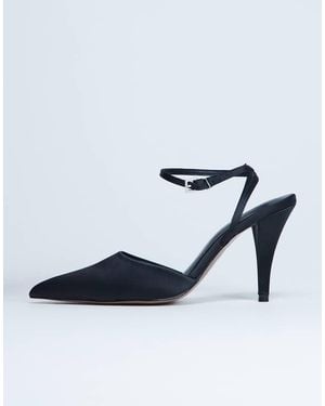 TOPSHOP Demi Cone Heel Court Shoes With Tie - Blue
