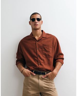 ASOS Co-Ord Boxy Oversized Revere Linen Blend Shirt - Red
