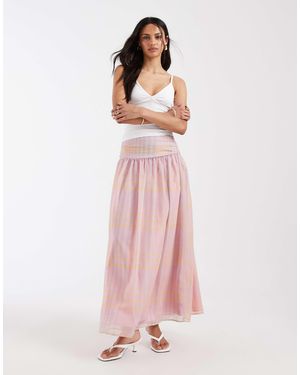 ASOS Chiffon Ruched Waist Maxi Skirt - Pink