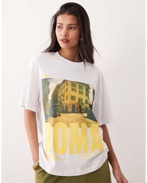 ASOS Short Sleeve Oversized T-Shirt With Roma Graphic - Yellow