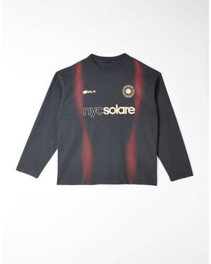 ASOS Heavyweight Oversized Long Sleeve T-shirt With Sports Graphic - Blue