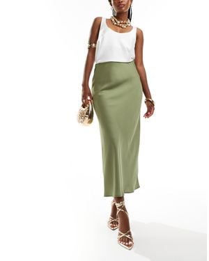 Vila Satin Maxi Skirt - Green