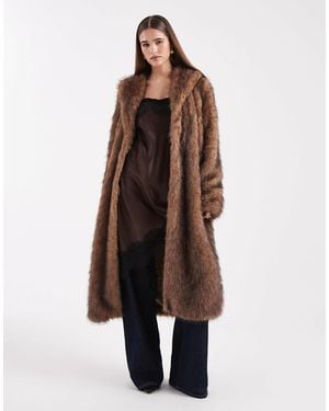 ONLY Faux Fur Maxi Coat - Brown