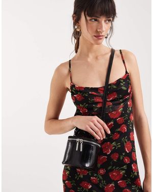 ASOS Bandolera Negra Efecto Piel De Cocodrilo Estructurada Estilo Neceser De Tocador Con Asa Regulable De -Negro