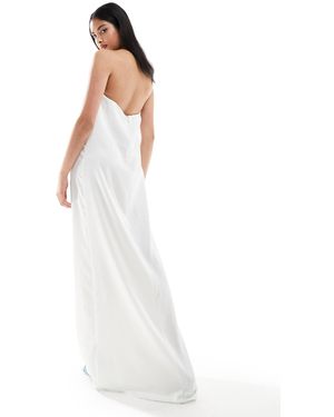 Vero Moda Textured Satin Bandeau Maxi Dress - White