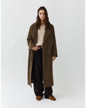 Pull&Bear Lange Jas Met Pied-De-Poule En Textuur - Grijs