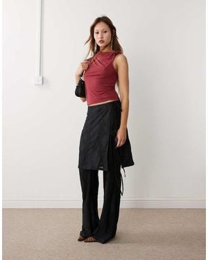 Weekday Nora Mix & Match Burnout Semi Sheer Skirt - Black