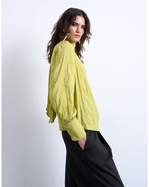 TOPSHOP Crinkle Scarf Blouse - Green