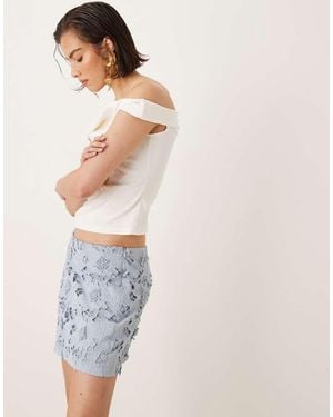 Mango Crochet Flower Skirt - Blue