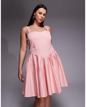 Tfnc Plus Corset Pleated Mini Dress With Bow Back - Pink