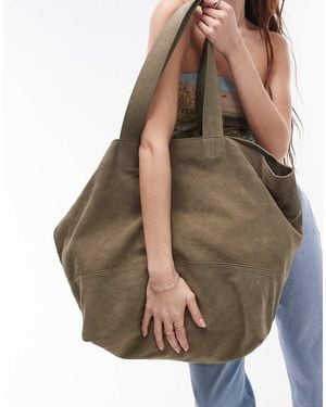 TOPSHOP Lucy Suede Oversized Tote Bag - Brown