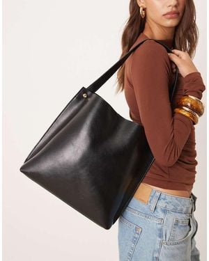 Mango Bolso De Hombro De Estilo Bombonera De - Negro