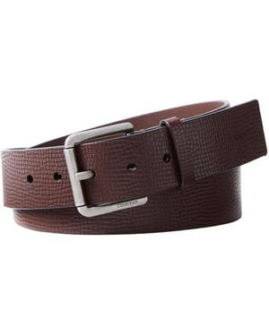 Calvin Klein Leather Grain Roller Buckle 40mm Belt - Brown