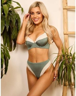 Wolf & Whistle X Isabella Whittingham High Waist Bikini Bottoms - Green