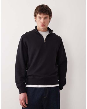 Mango Sweatshirt Van Katoen Met Korte Rits - Blauw