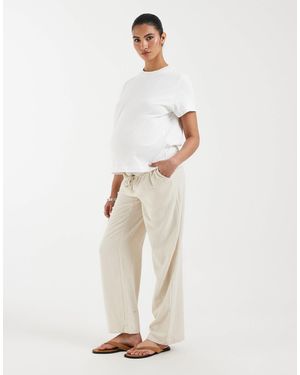ONLY Over The Bump Linen Blend Pants - White