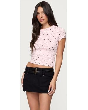 Edikted Lorenzo Polka Dot T Shirt - Pink