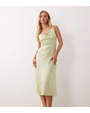 New Look Satin Cowl Neck Midi Dress - Green