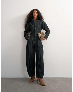 TOPSHOP Denim Cocoon Jumpsuit - Zwart
