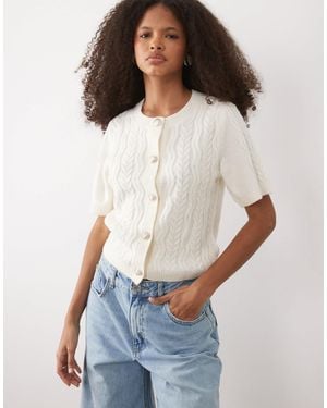 Brave Soul – kurzärmlige strickjacke - Weiß