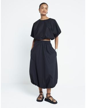 River Island Bubble Midi Skirt - Blue