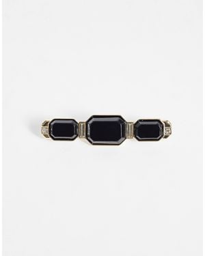 ASOS Tie-pin Brooch With Vintage Inspired Black Stone Set - White