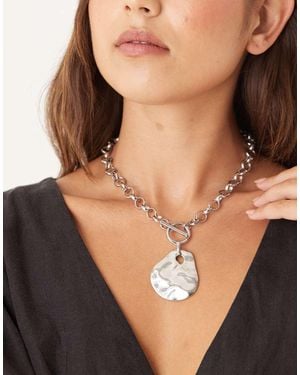 ASOS T-bar Necklace With Hammered Pendant - Black