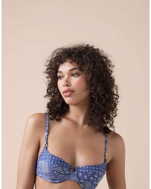 Calzedonia Push-Up Bikini Top Paisley - Blue