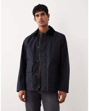 ARKET Waxed Cotton Jacket With Contrast Cord Collar - Blue