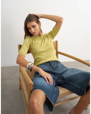 TOPSHOP Knit Short Sleeve V-neck Polo Top - Multicolor