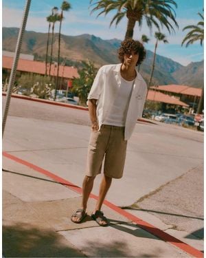 Pull&Bear Camicia A Maniche Corte Sporco Con Palme - Neutro