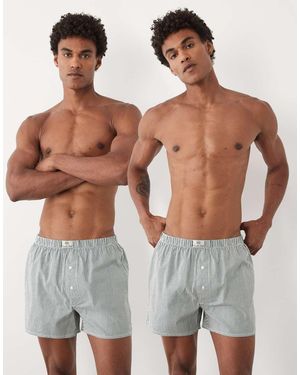 ASOS Set Van 2 Gestreepte Geweven Boxershorts - Grijs