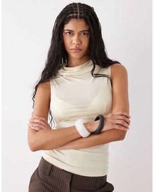 Weekday Funnel Neck Slim Fit Top - Natural