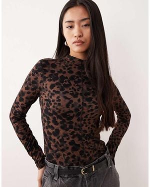 Nobody's Child Seam Detail High Neck Top - Brown
