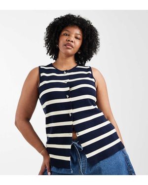 ONLY Button Through Knitted Vest - Blue