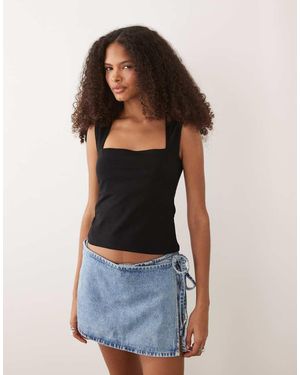 Mango Teen Square Neck Sleeveless Top - Blue
