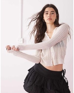 Collusion Sheer Knitted Cardi - Natural