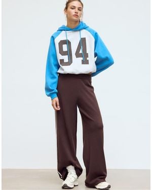 Stradivarius Raglan Sleeve Hoodie - Blue
