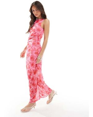 Pieces Ruched Midi Dress - Pink
