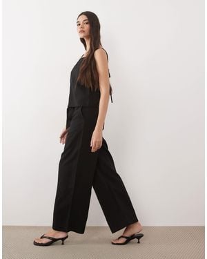 Mango Espresso Tie Waist Barrel Trouser Co-ord - Black