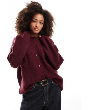 ASOS Gilet en maille duveteuse à manches raglan - bordeaux - Rouge