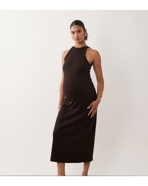 ASOS Asos Design Maternity Ribbed Tank Midi Dress - Black