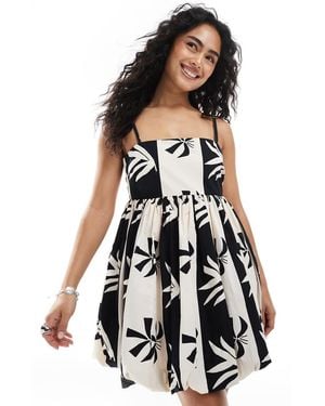New Look Palm Bubble Mini Dress - White