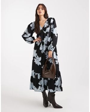 Wednesday's Girl V Neck Puff Sleeve Midaxi Dress - White